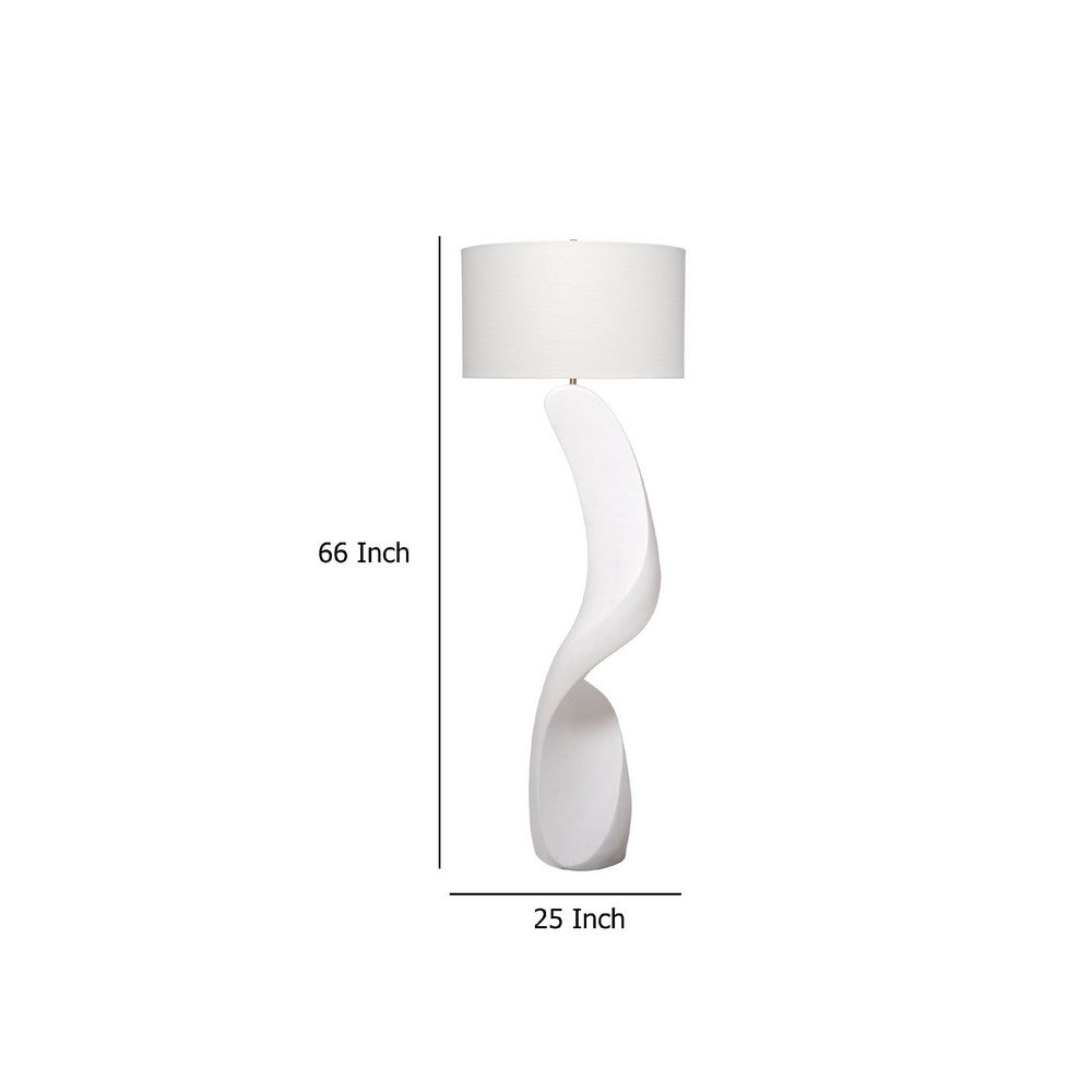 Koz Accent Floor Lamp | 66" Curved Sculpture | White Linen Shade