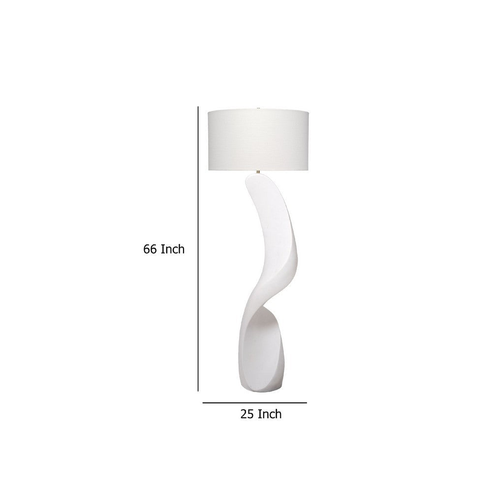 Koz Accent Floor Lamp | 66’’ Curved Sculpture | White Linen Shade BM334551
