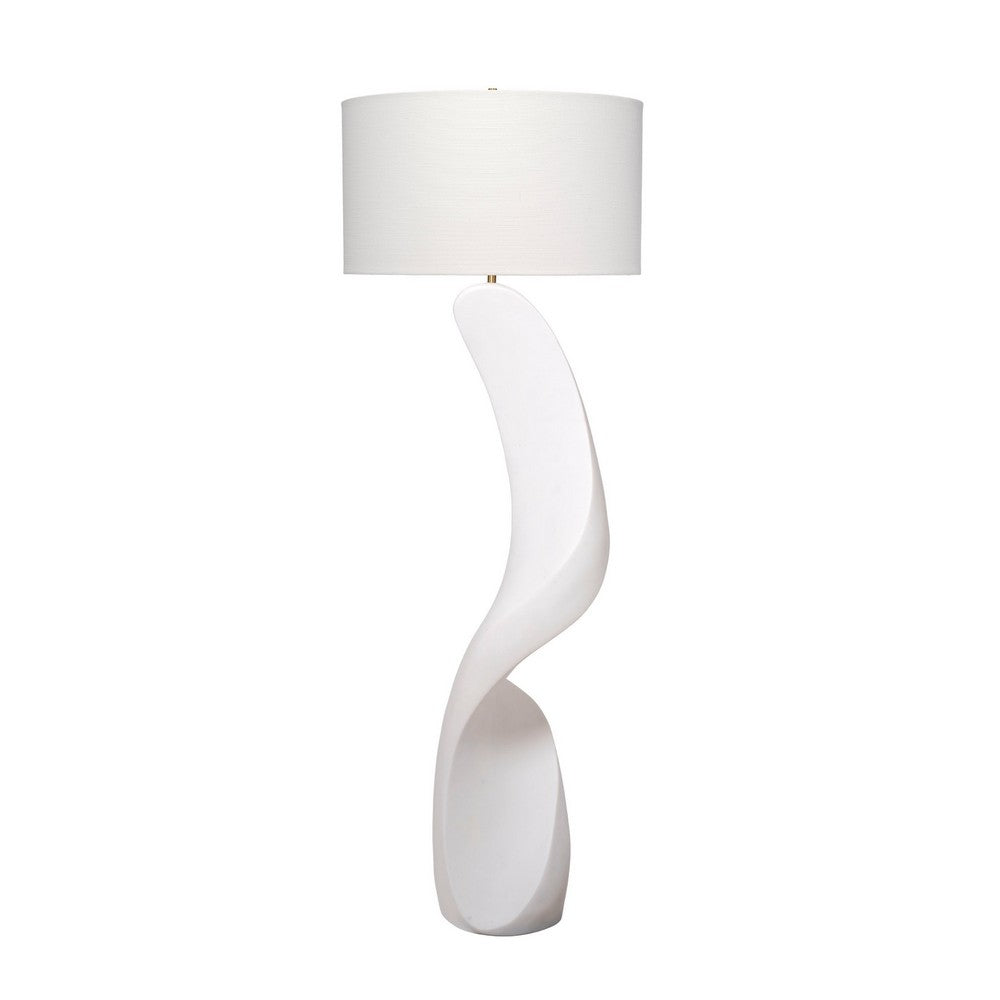 Koz Accent Floor Lamp | 66" Curved Sculpture | White Linen Shade