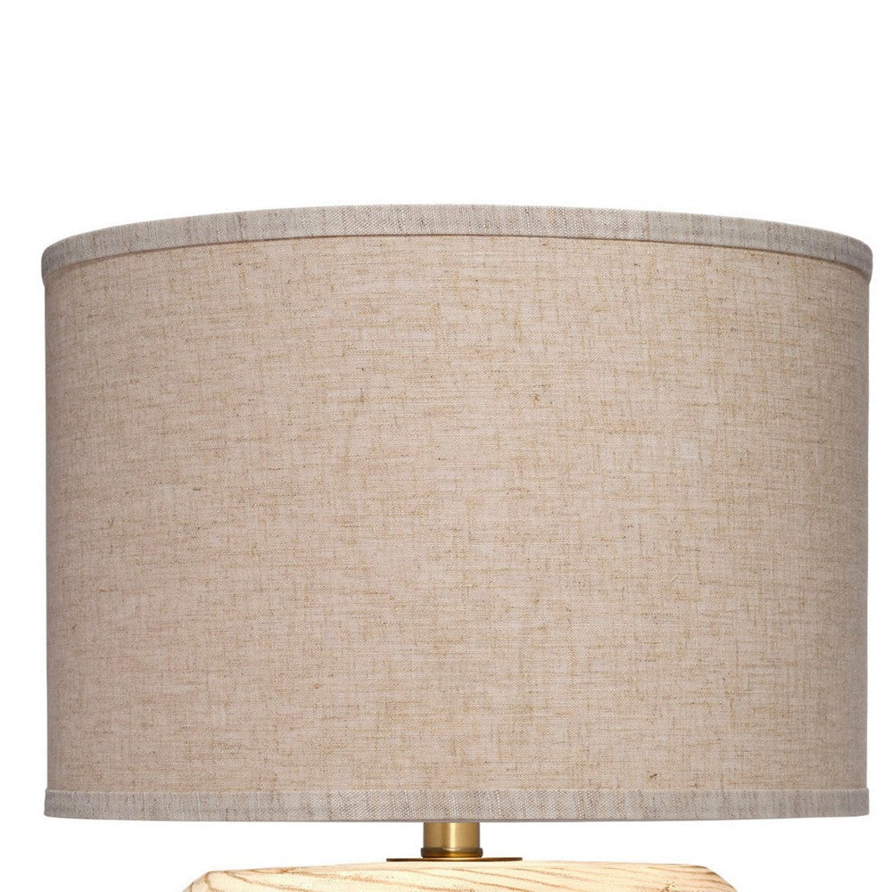 Timy Accent Table Lamp | 18’’ | Linen Drum Shade | Brown Wood Base BM334552