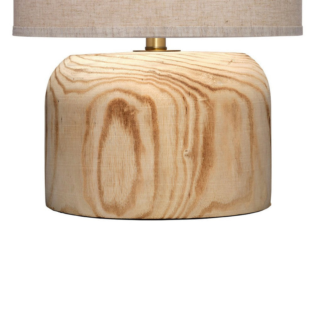Timy Accent Table Lamp | 18’’ | Linen Drum Shade | Brown Wood Base BM334552
