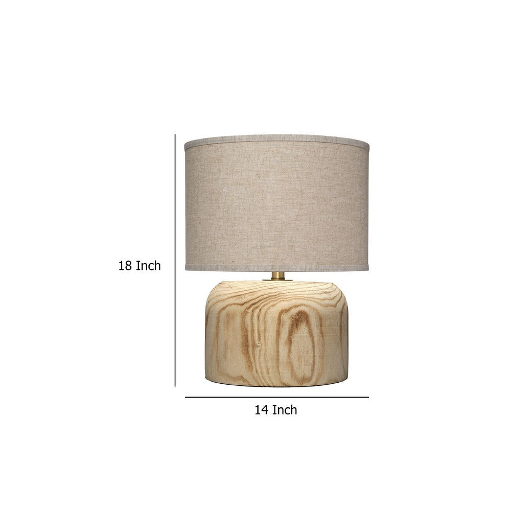 Timy Accent Table Lamp | 18’’ | Linen Drum Shade | Brown Wood Base BM334552