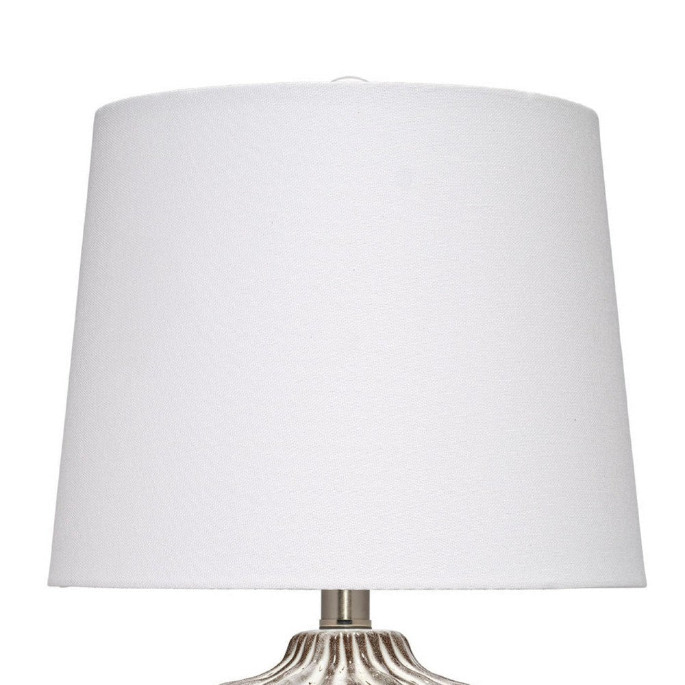 Riz Accent Table Lamp | 20’’ Ceramic Glaze Gray Silver | White Linen BM334553