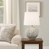 Riz Accent Table Lamp | 20" Ceramic Glaze Gray Silver | White Linen