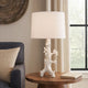 Sils Accent Table Lamp | Linen Shade | White Trunk Resin Base 28"