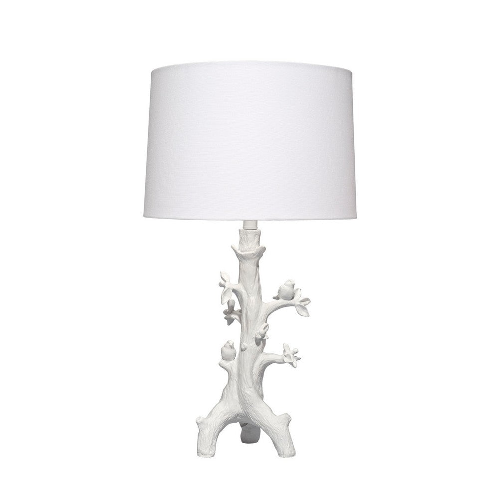 Sils Accent Table Lamp | Linen Shade | White Trunk Resin Base 28"