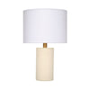 Myn Table Lamp | 18" | White Linen Drum Shade | Cream Leather Base