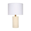 Myn Table Lamp | 18’’ | White Linen Drum Shade | Cream Leather Base