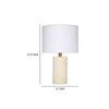 Myn Table Lamp | 18’’ | White Linen Drum Shade | Cream Leather Base