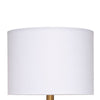 Myn Table Lamp | 18’’ | White Linen Drum Shade | Gray Leather Base