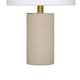 Myn Table Lamp | 18’’ | White Linen Drum Shade | Gray Leather Base
