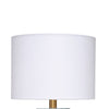 Myn Table Lamp | 18’’ | White Linen Drum Shade | Blue Leather Base