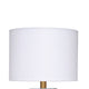 Myn Table Lamp | 18’’ | White Linen Drum Shade | Blue Leather Base