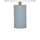 Myn Table Lamp | 18’’ | White Linen Drum Shade | Blue Leather Base