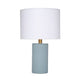Myn Table Lamp | 18" | White Linen Drum Shade | Blue Leather Base
