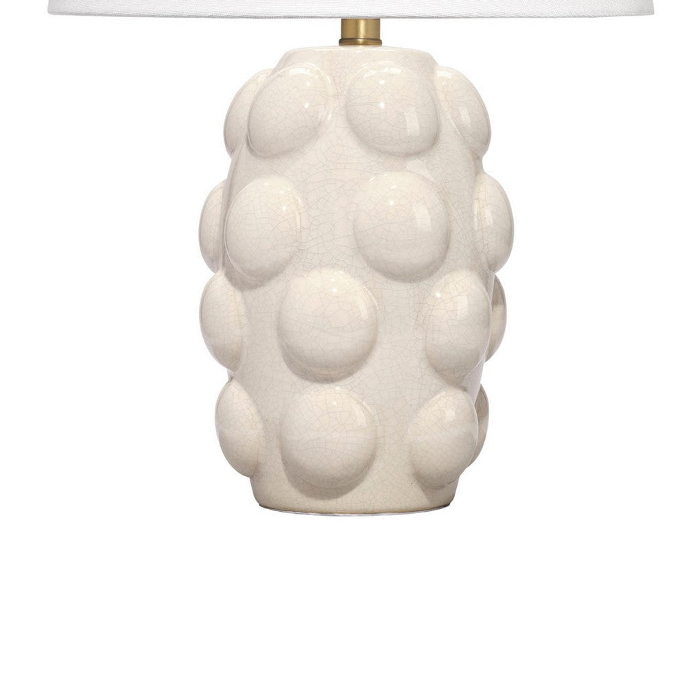 Lizy Accent Table Lamp | White Linen Shade | Bubble Ceramic Base 20’’ BM334558