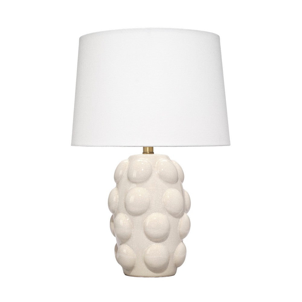 Lizy Accent Table Lamp | White Linen Shade | Bubble Ceramic Base 20"