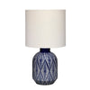 Hyla Accent Table Lamp | 17’’ | Cream Linen | Blue Geometric Ceramic BM334559