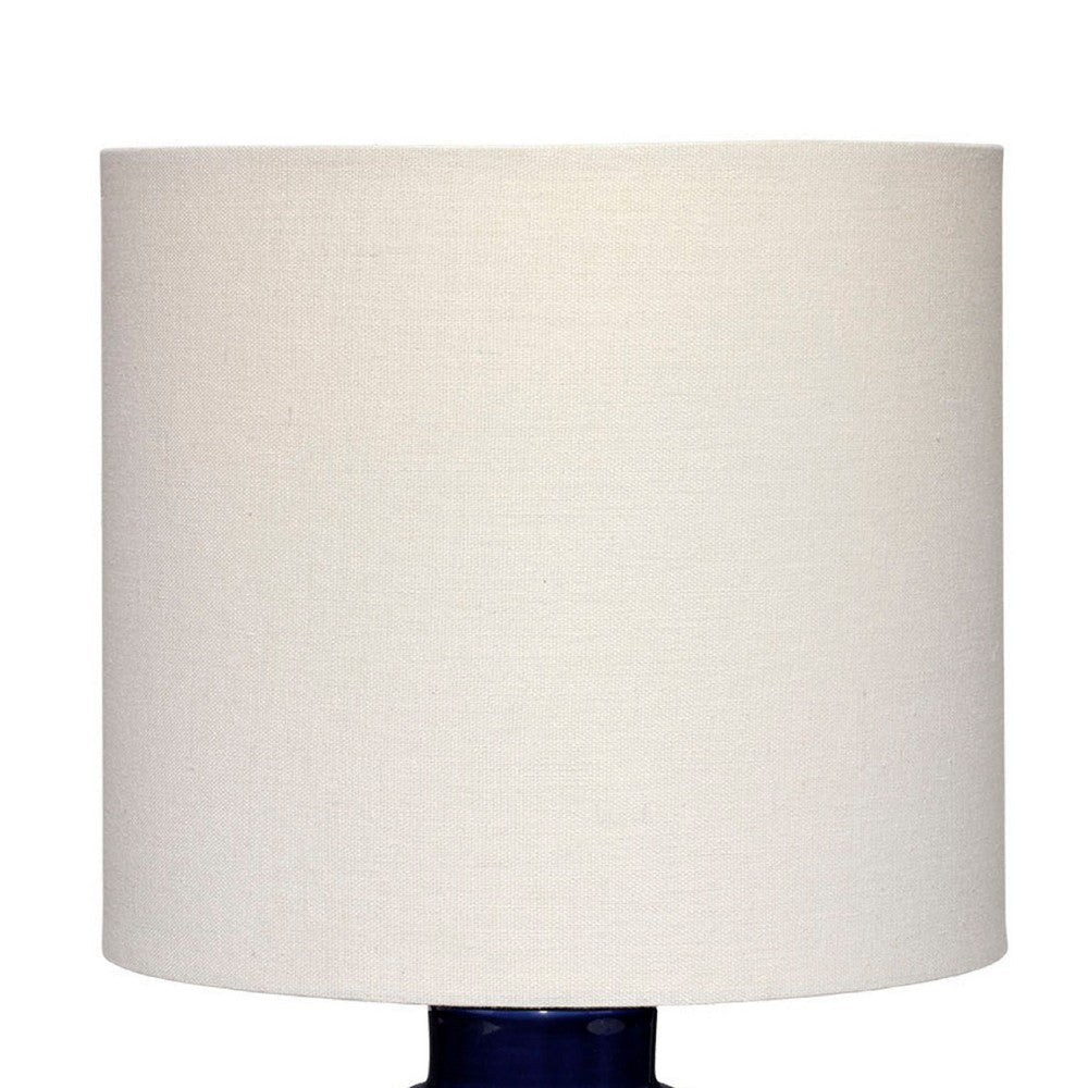 Hyla Accent Table Lamp | 17’’ | Cream Linen | Blue Geometric Ceramic BM334559