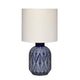 Hyla Accent Table Lamp | 17" | Cream Linen | Blue Geometric Ceramic