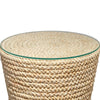 Grix Side End Table | 20’’ Tempered Glass Round Top Braided Hourglass BM334560