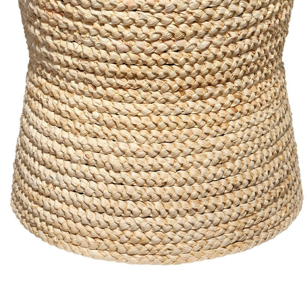 Grix Side End Table | 20’’ Tempered Glass Round Top Braided Hourglass BM334560