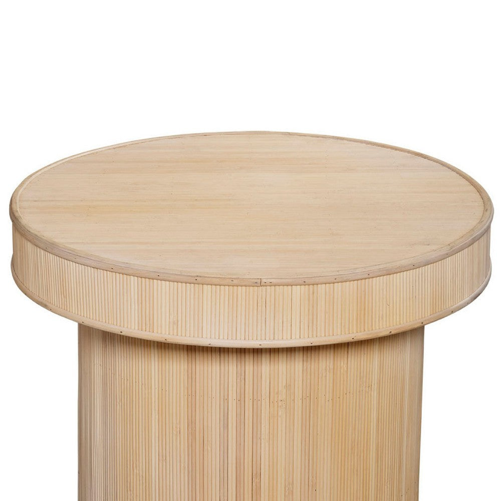 Tyl Side End Table | 22’’ | Round Top | Cylindrical Bamboo Base | Brown BM334561