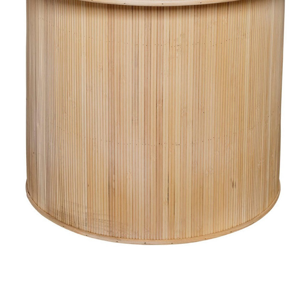Tyl Side End Table | 22’’ | Round Top | Cylindrical Bamboo Base | Brown BM334561