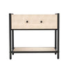 Caz Side Table 1 Drawer Black Iron Frame Faux Shagreen Leather 26’’ BM334563
