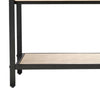 Caz Side Table 1 Drawer Black Iron Frame Faux Shagreen Leather 26’’ BM334563