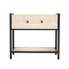 Caz Side Table, 1 Drawer, Black Iron Frame, Faux Shagreen Leather, 26"