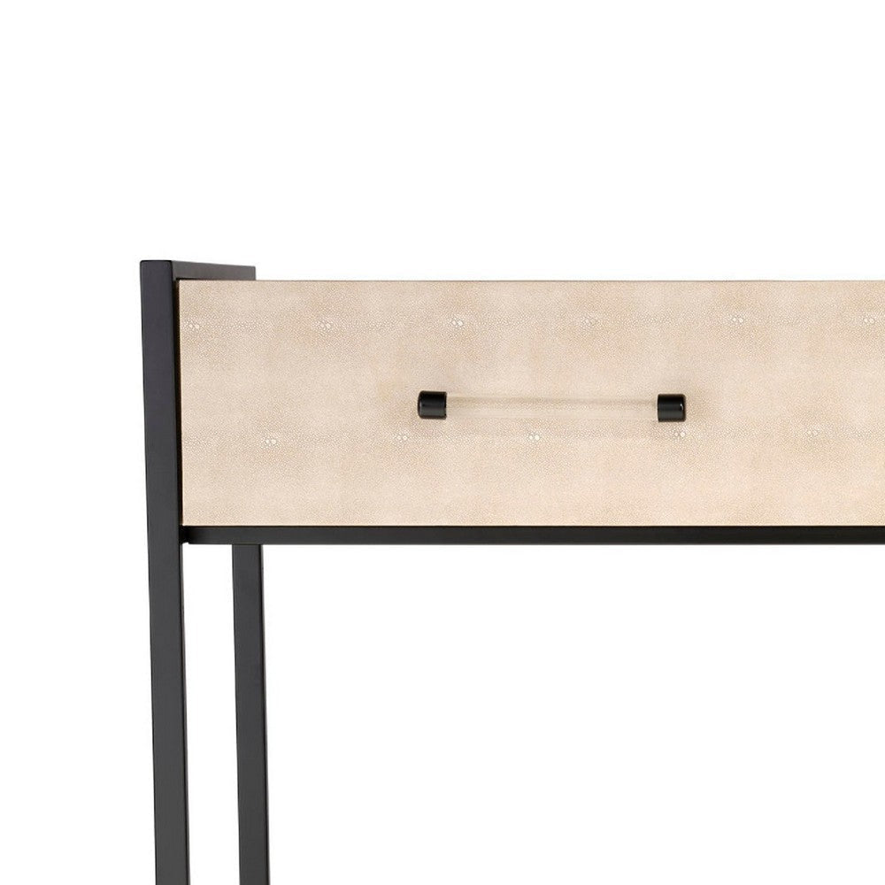Caz Sofa Console Table | 2 Drawers | Black Frame | Faux Leather | 48’’ BM334564
