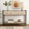 Caz Sofa Console Table | 2 Drawers | Black Frame | Faux Leather | 48"