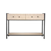 Caz Sofa Console Table | 2 Drawers | Black Frame | Faux Leather | 48"