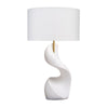 Koz Accent Table Lamp | Linen Shade | White Curved Sculpture 32’’ BM334565