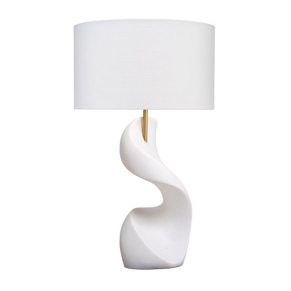 Koz Accent Table Lamp | Linen Shade | White Curved Sculpture 32’’ BM334565