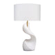 Koz Accent Table Lamp | Linen Shade | White Curved Sculpture 32’’ BM334565