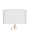 Koz Accent Table Lamp | Linen Shade | White Curved Sculpture 32’’ BM334565