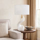 Koz Accent Table Lamp | Linen Shade | White Curved Sculpture 32"