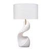 Koz Accent Table Lamp | Linen Shade | White Curved Sculpture 32"