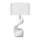 Koz Accent Table Lamp | Linen Shade | White Curved Sculpture 32"