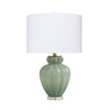 Aggy Accent Table Lamp | White Linen Shade | Green Glass Base 23’’