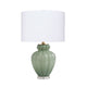 Aggy Accent Table Lamp | White Linen Shade | Green Glass Base 23’’