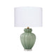 Aggy Accent Table Lamp | White Linen Shade | Green Glass Base 23"