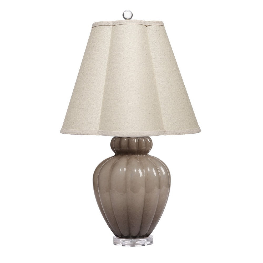 Aggy Accent Table Lamp | 23’’ | Linen Scallop Shade | Taupe Glass Base