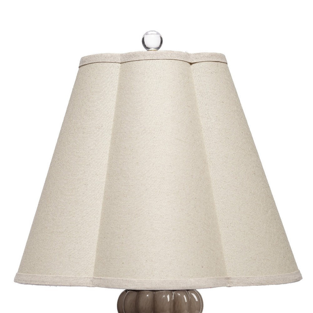 Aggy Accent Table Lamp | 23’’ | Linen Scallop Shade | Taupe Glass Base