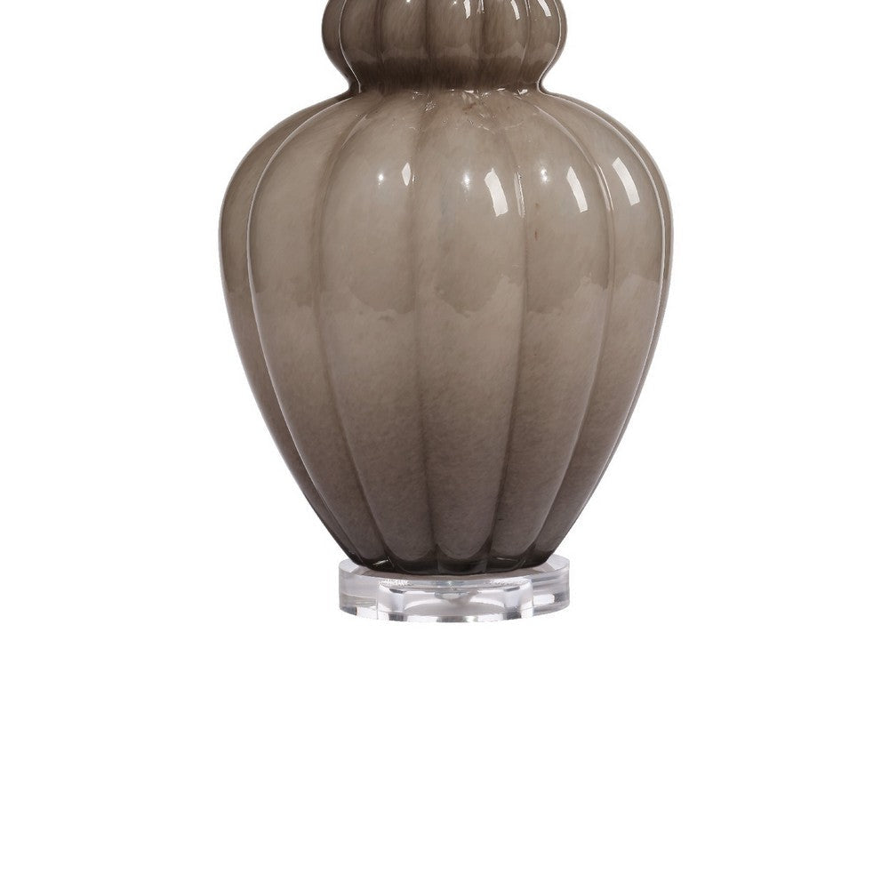 Aggy Accent Table Lamp | 23’’ | Linen Scallop Shade | Taupe Glass Base