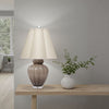 Aggy Accent Table Lamp | 23" | Linen Scallop Shade | Taupe Glass Base