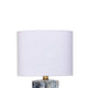 Flix Accent Table Lamp | 23’’ | White Linen | Blue Scalloped Ceramic
