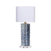 Flix Accent Table Lamp | 23" | White Linen | Blue Scalloped Ceramic